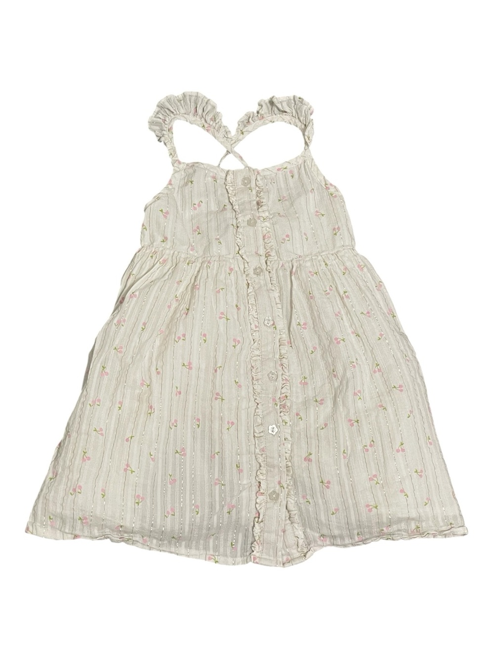Tahari White Floral Ruffle Button-Front Sundress 6